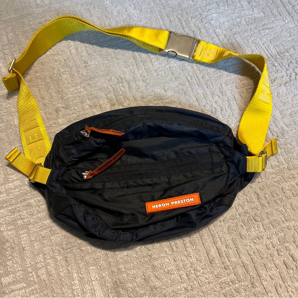 Heron Preston HP Fanny Pack Black Yellow Crossbody Made In Italy - Picture 12 of 14